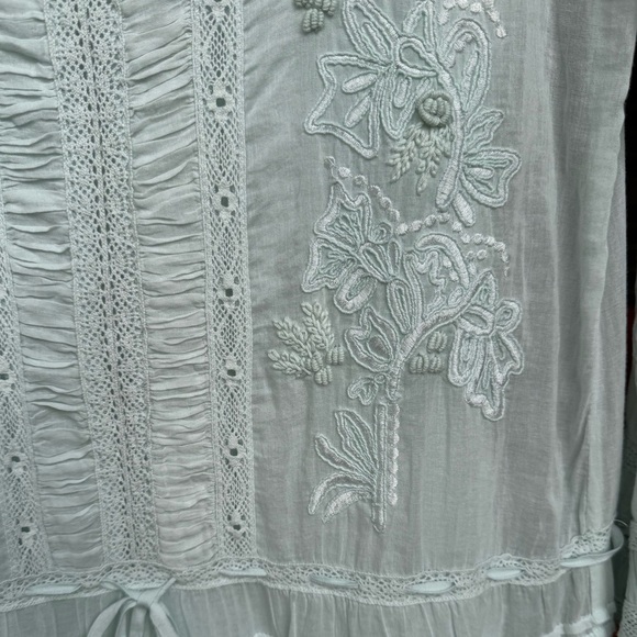 CHELSEA & VIOLET~SOFT NOSTALGIC~MIDI DRESS~PALE GREEN~LONG SLEEVE~DROP WAIST~BR - Picture 9 of 14